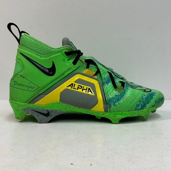 GOOD Nike Alpha Men's Football Cleats Green / Yellow Oregon Ducks Colorway 8.5 - Picture 2 of 13